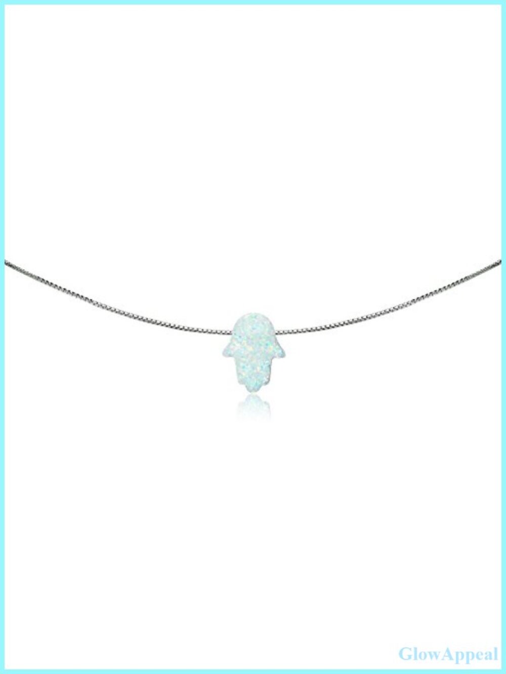 Sterling Silver Hamsa Hand Choker Necklace with Created White Opal